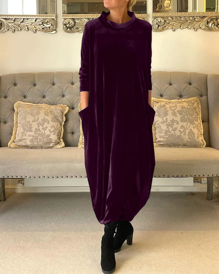 Stylish Velvet Dress with Pockets