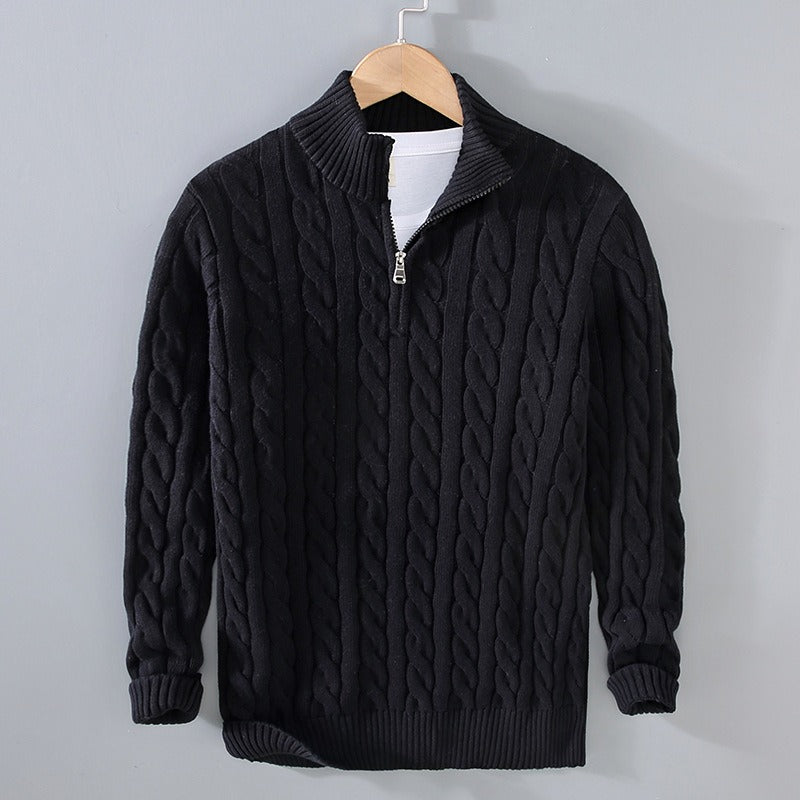 Turtleneck jumper for men with zip fastening