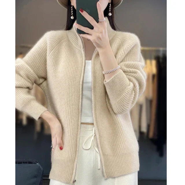 Natalie - Cozy Zip Wool Cardigan