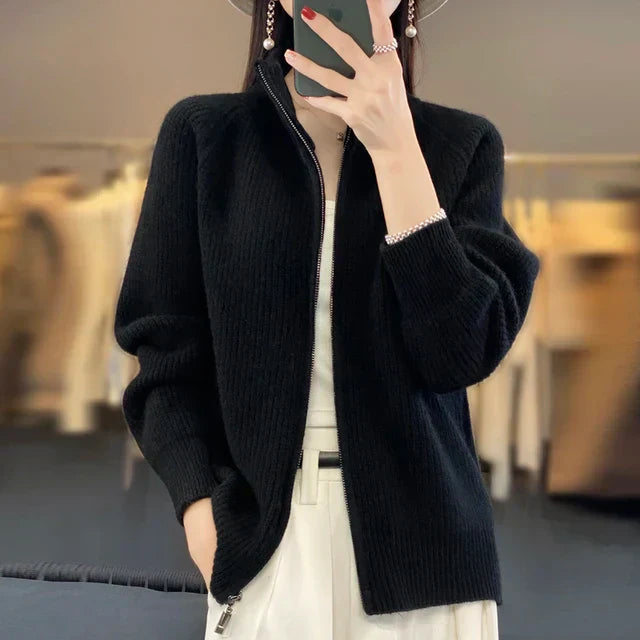 Natalie - Cozy Zip Wool Cardigan