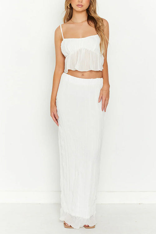 Ravina - Ruffle Crop Top and Maxi Skirt Set