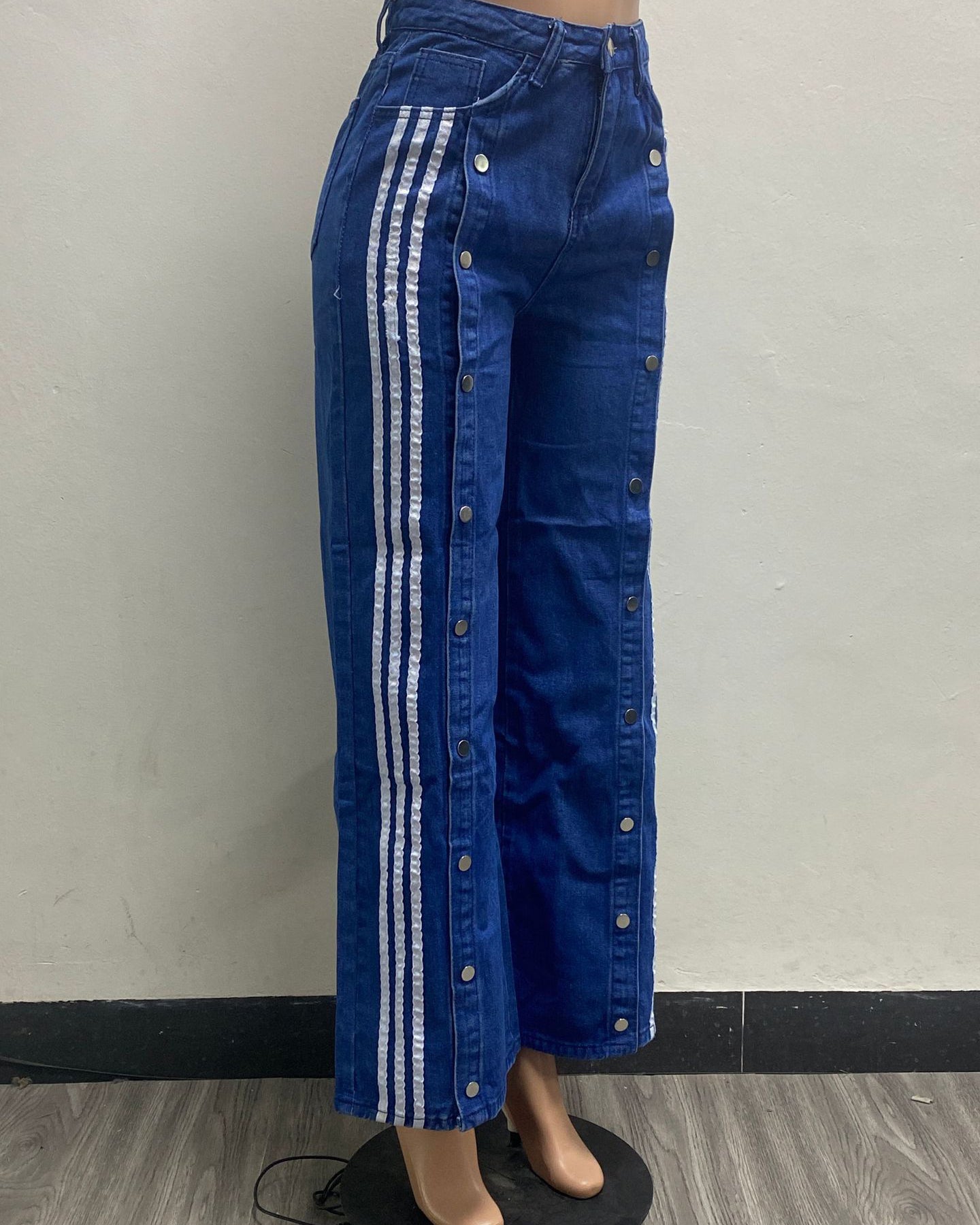 Kemena - Three Stripes Wide Leg Jeans