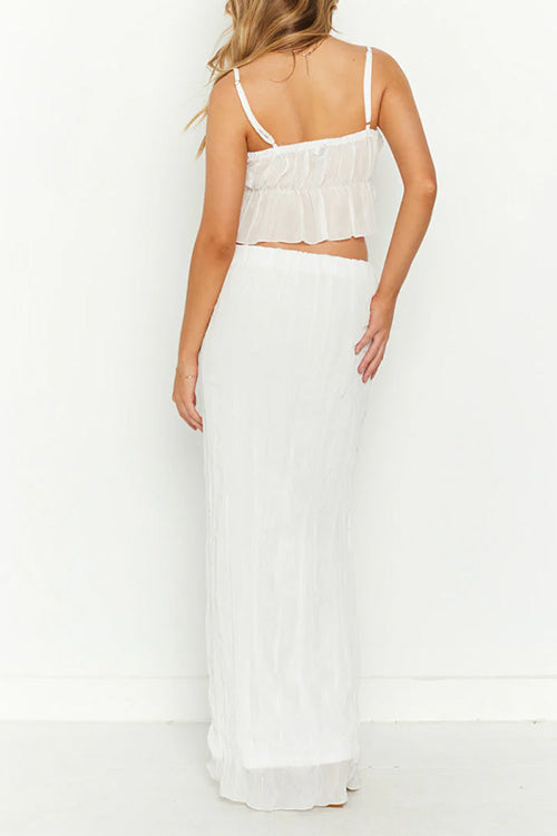 Ravina - Ruffle Crop Top and Maxi Skirt Set