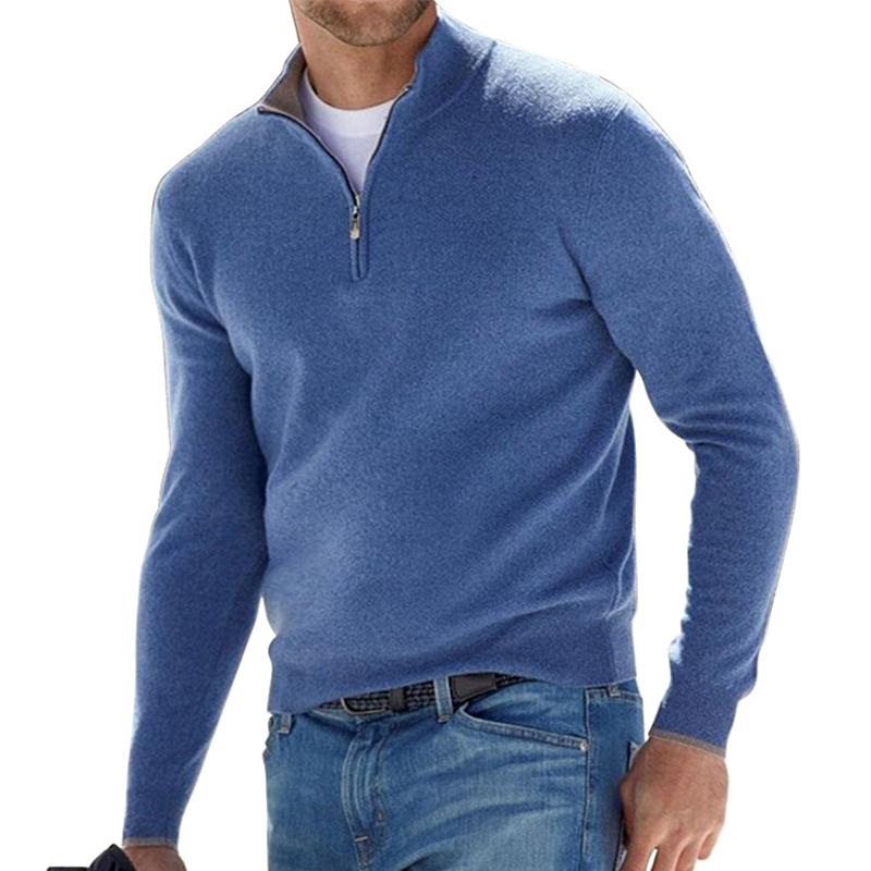 Men's zip-up jumper with stand-up collar