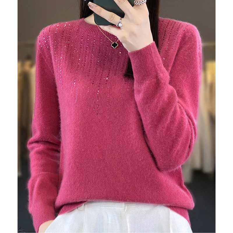 Soft Knitted Ladies Sweater with Sparkling Details