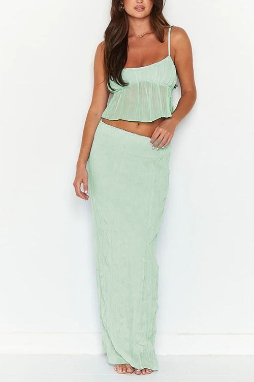 Ravina - Ruffle Crop Top and Maxi Skirt Set