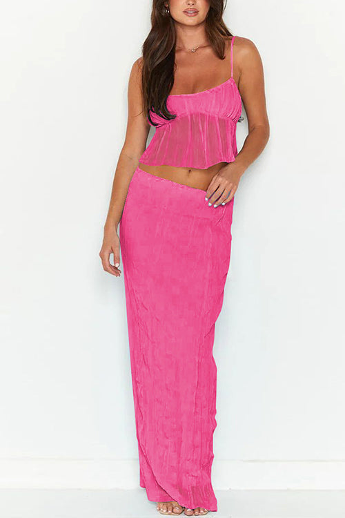 Ravina - Ruffle Crop Top and Maxi Skirt Set