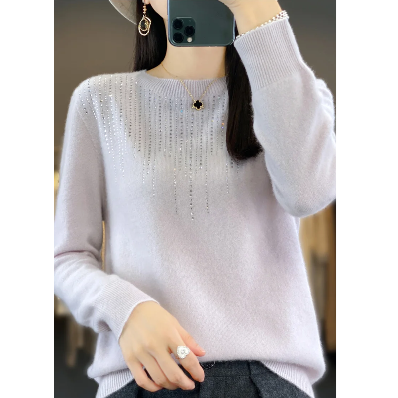 Soft Knitted Ladies Sweater with Sparkling Details