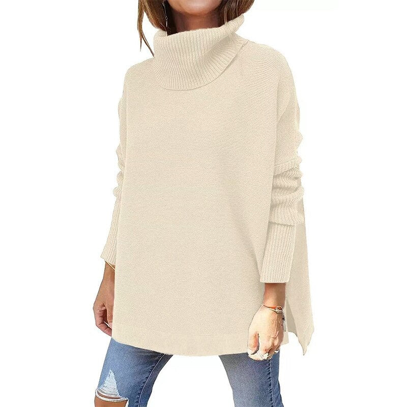 Oversized Turtleneck Batwing Knit Sweater