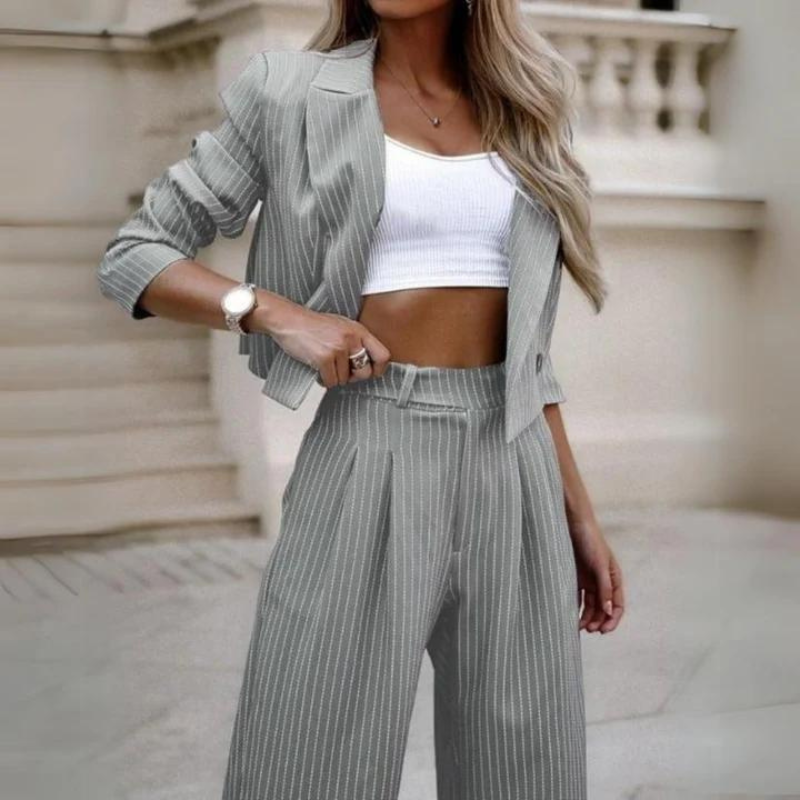 Aliana - Striped Blazer And Trousers