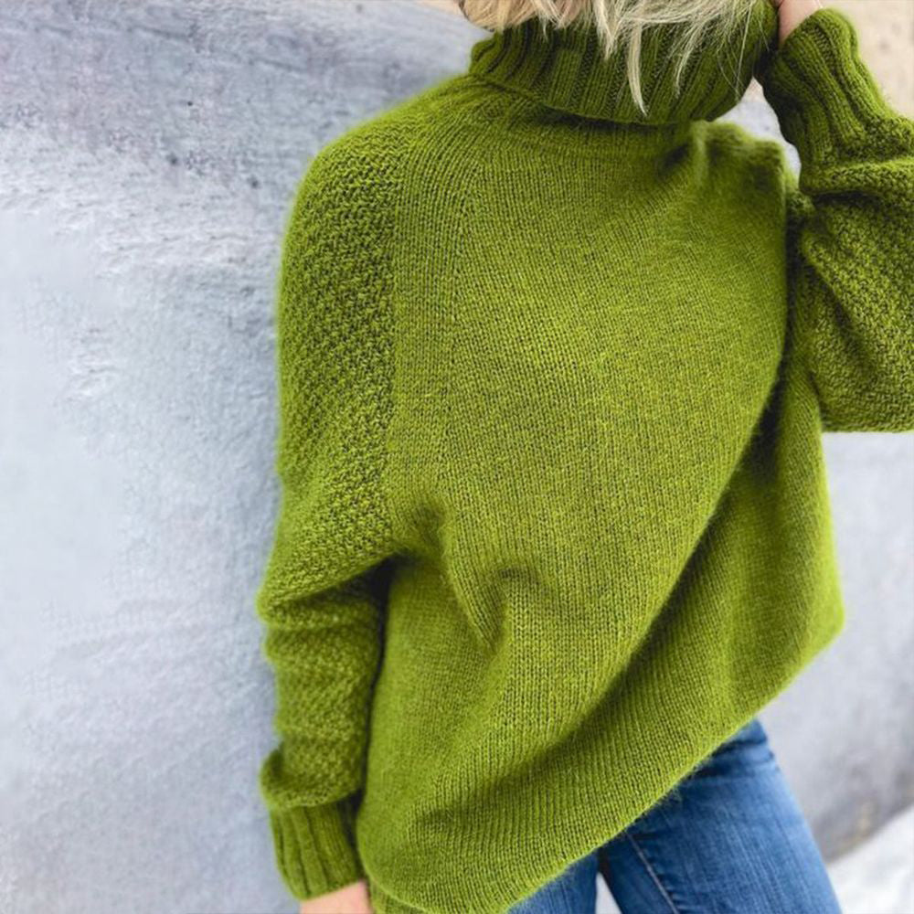 Grass green Oversized Knitted Turtleneck Sweater