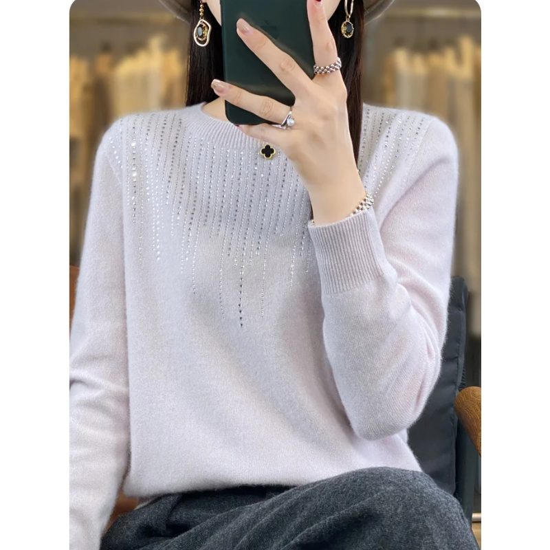 Soft Knitted Ladies Sweater with Sparkling Details