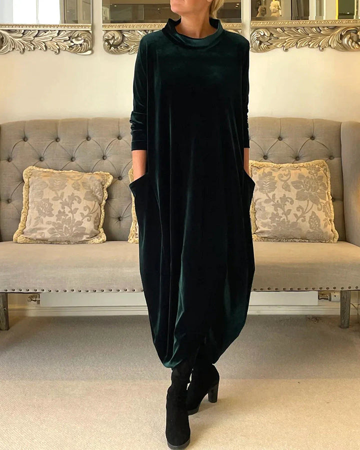 Stylish Velvet Dress with Pockets