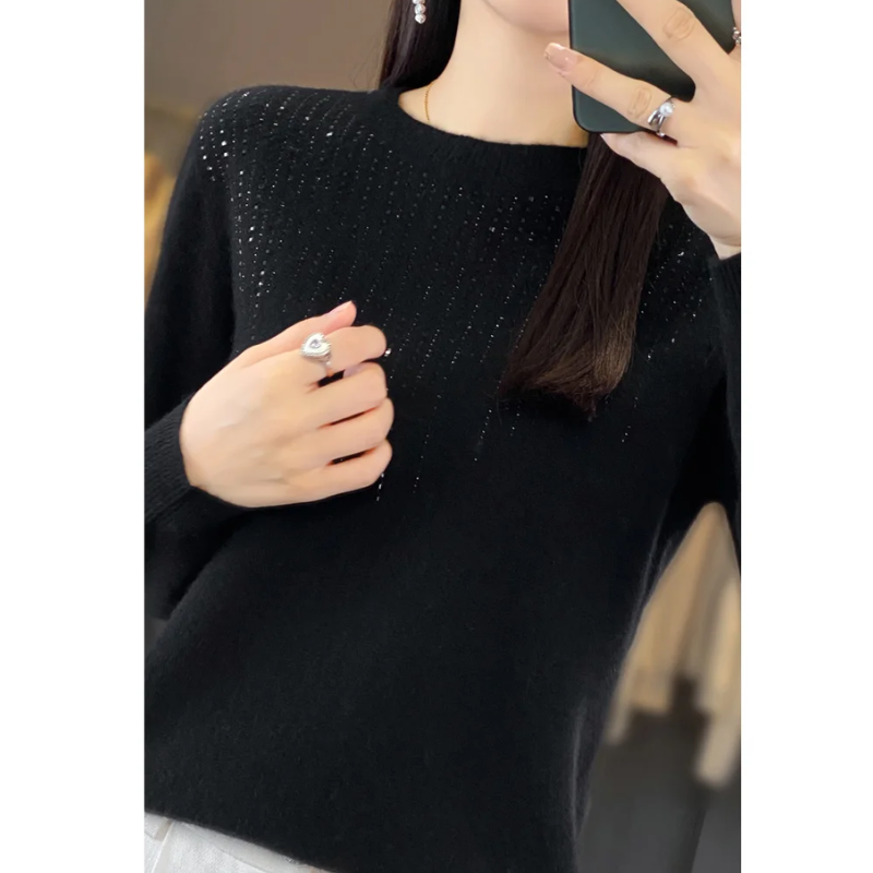 Soft Knitted Ladies Sweater with Sparkling Details