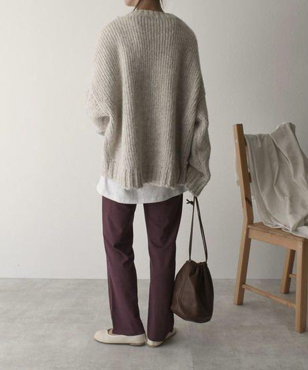 Oversized Sweater with Ivory Pocket Front