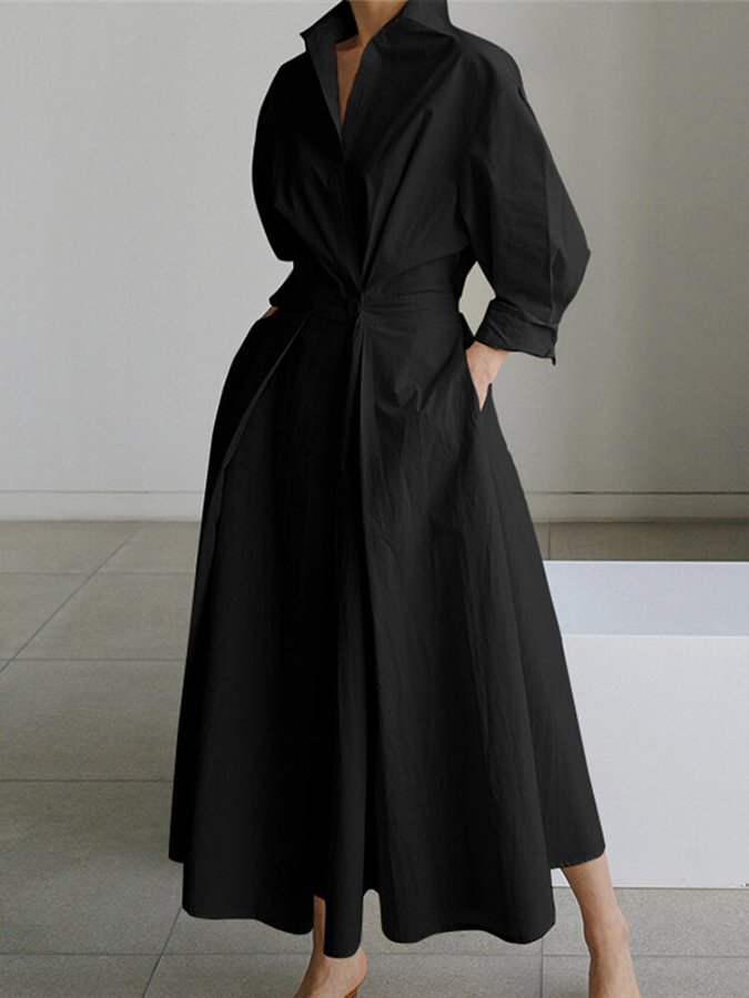 Elegant Maxi Shirt Dress