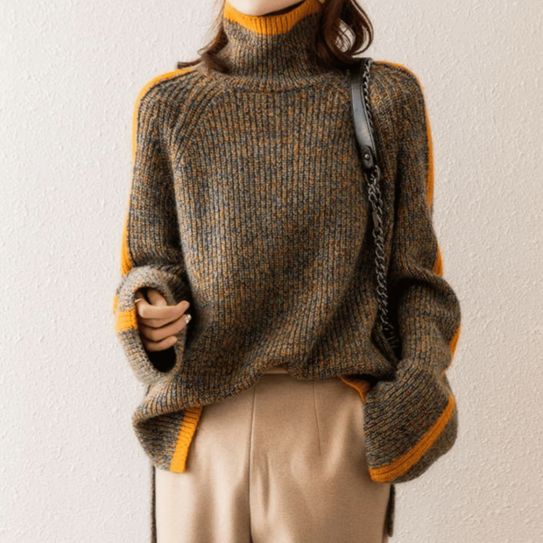 Melange Knit Turtleneck Sweater