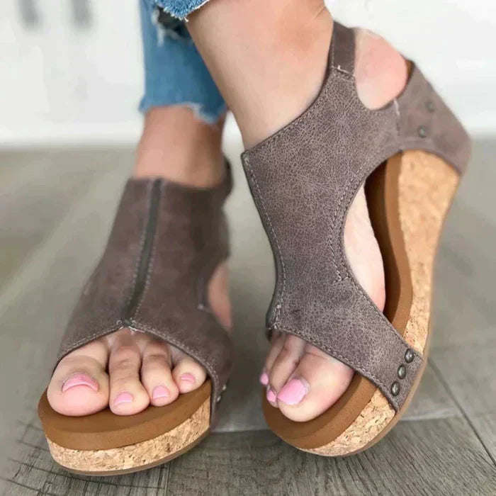 Summer Retro Peep Toe Wedge Shoes