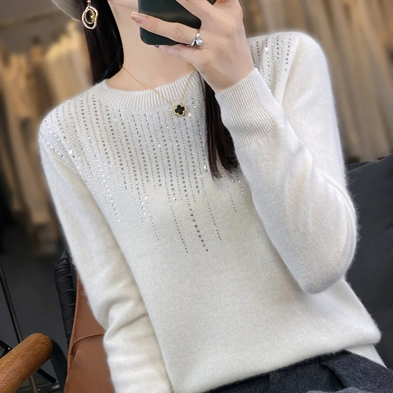 Soft Knitted Ladies Sweater with Sparkling Details