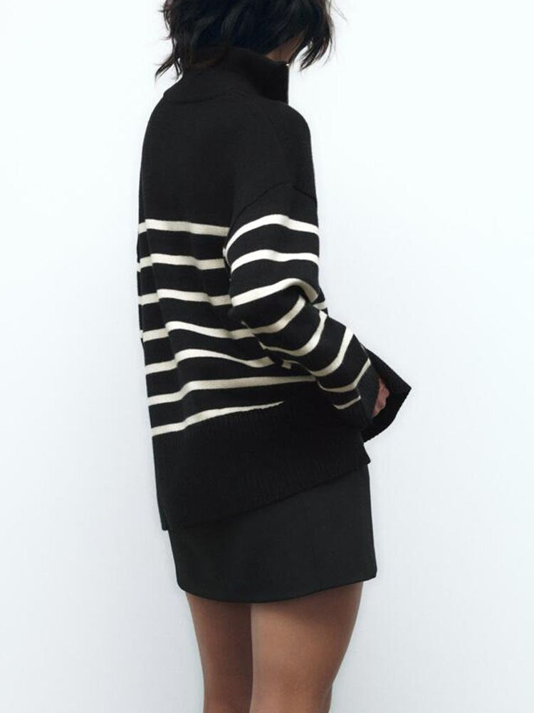 Mina - Striped Zip Jumper