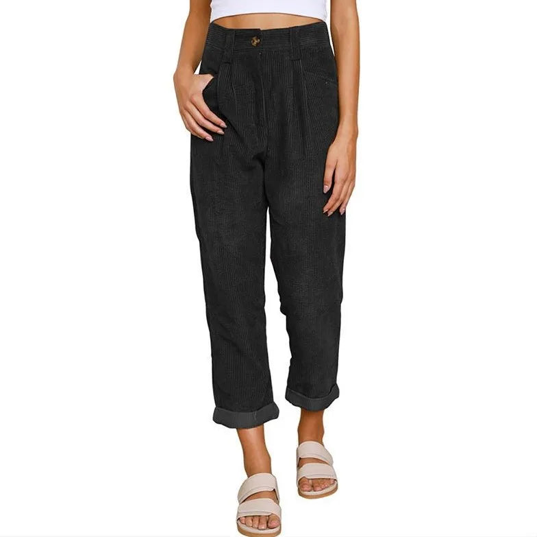 Frida - Retro High-Waisted Corduroy Pants