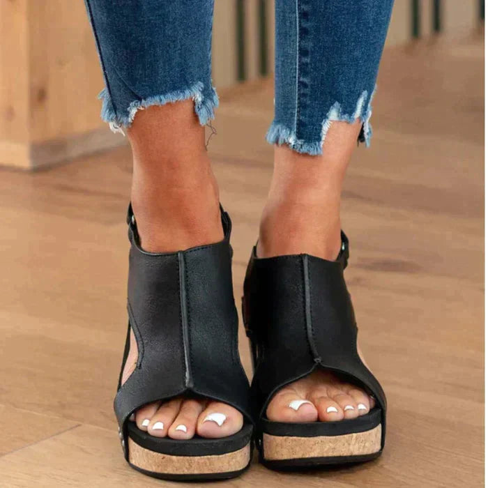 Summer Retro Peep Toe Wedge Shoes