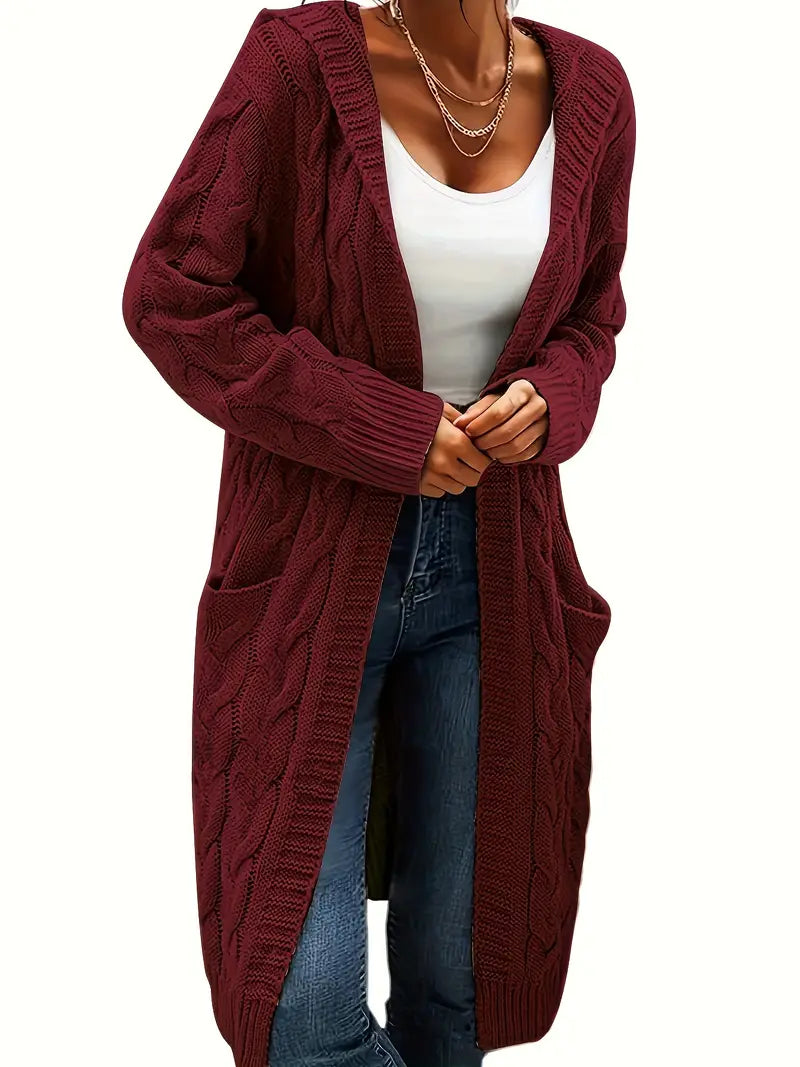 Cable Knit Hooded Cardigan for women