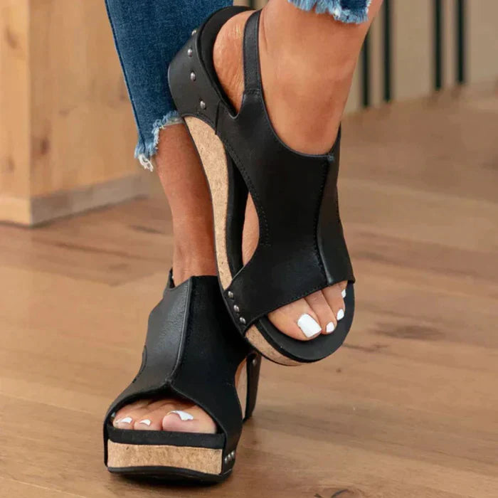 Summer Retro Peep Toe Wedge Shoes