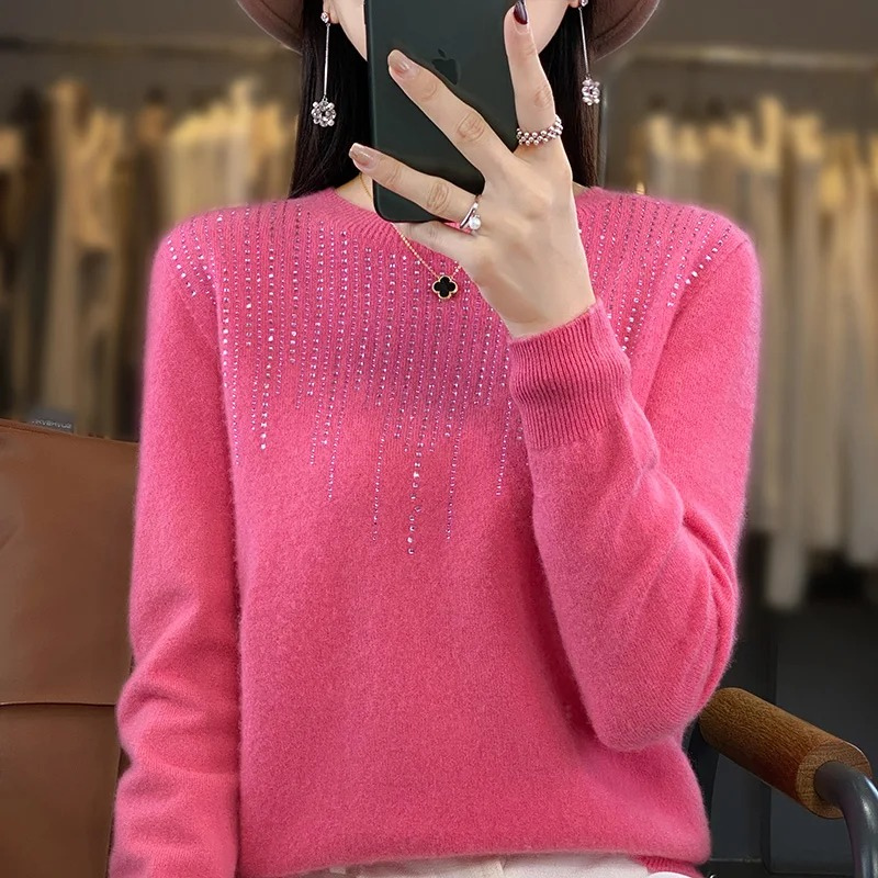 Soft Knitted Ladies Sweater with Sparkling Details