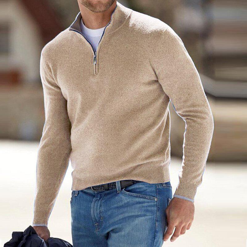 Men's zip-up jumper with stand-up collar