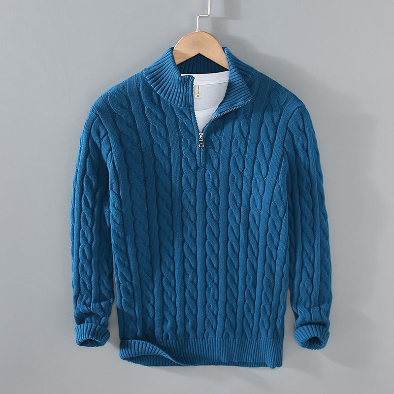 Turtleneck jumper for men with zip fastening