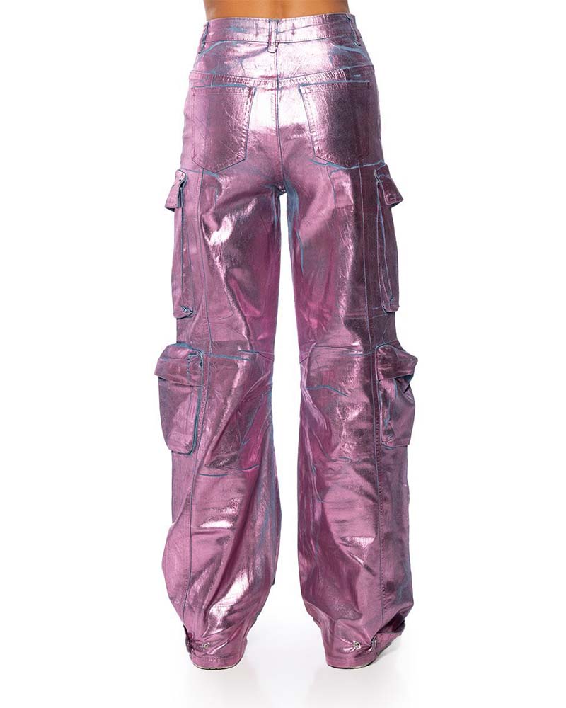 Mirella - Pocket Cargo Style Metallic Jeans