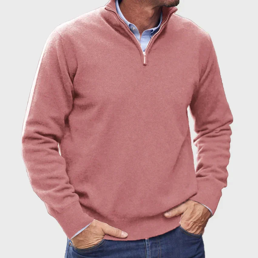 Jumper with zip collar for men