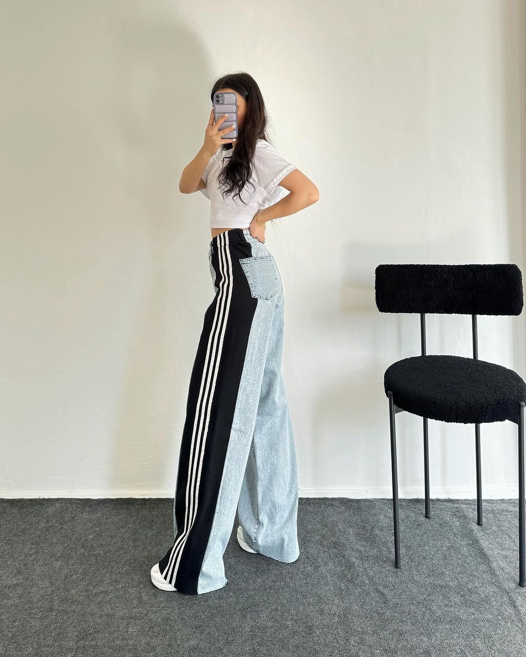 Silvia - High Waisted Straight Patchwork Jeans