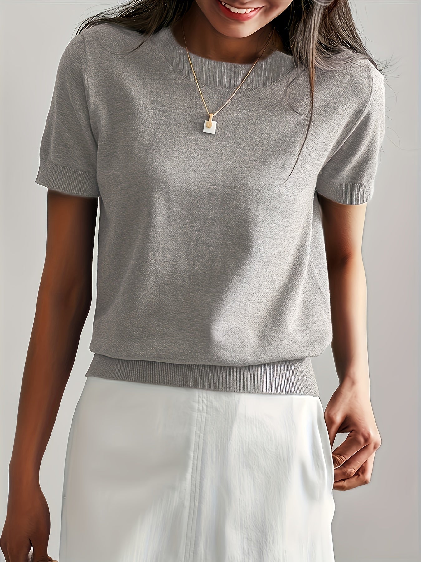 Relaxed Short-Sleeved Summer Sweater