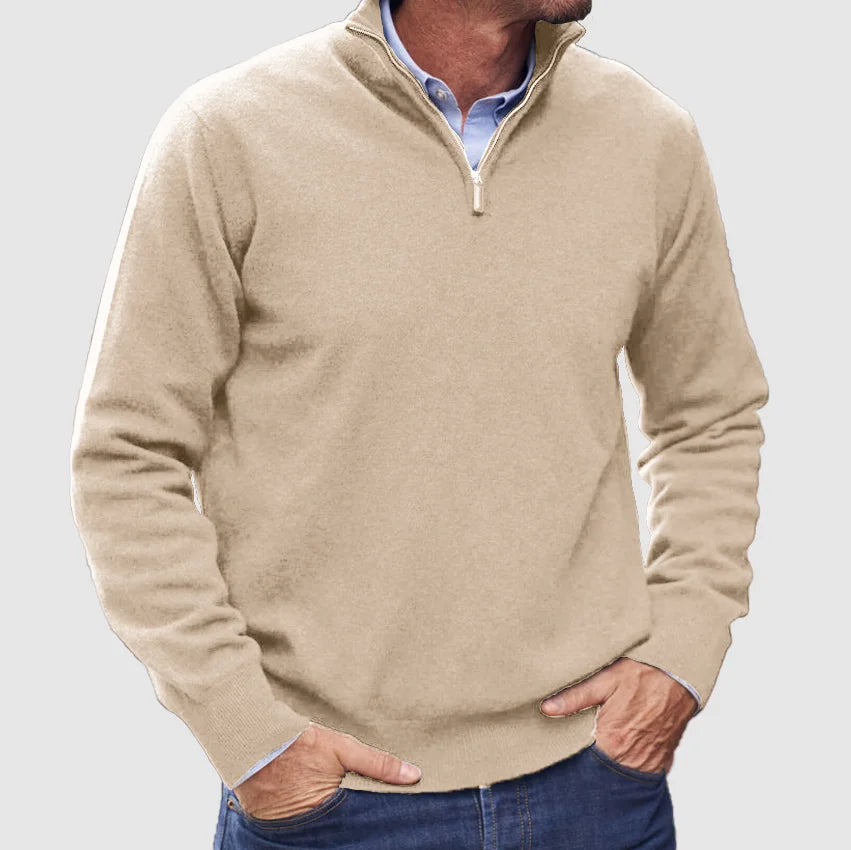 Jumper with zip collar for men