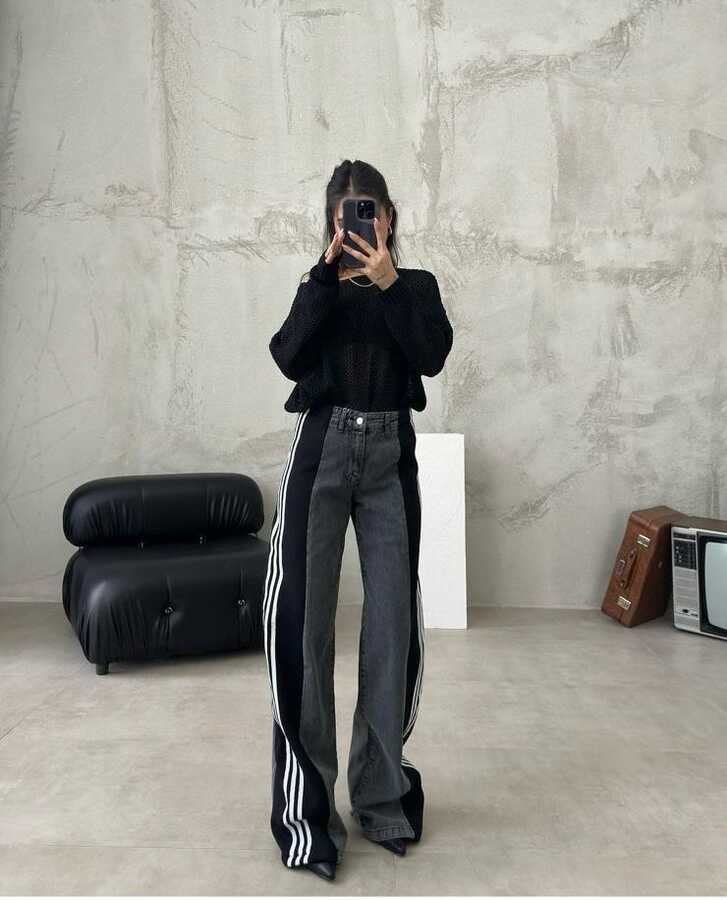 Silvia - High Waisted Straight Patchwork Jeans