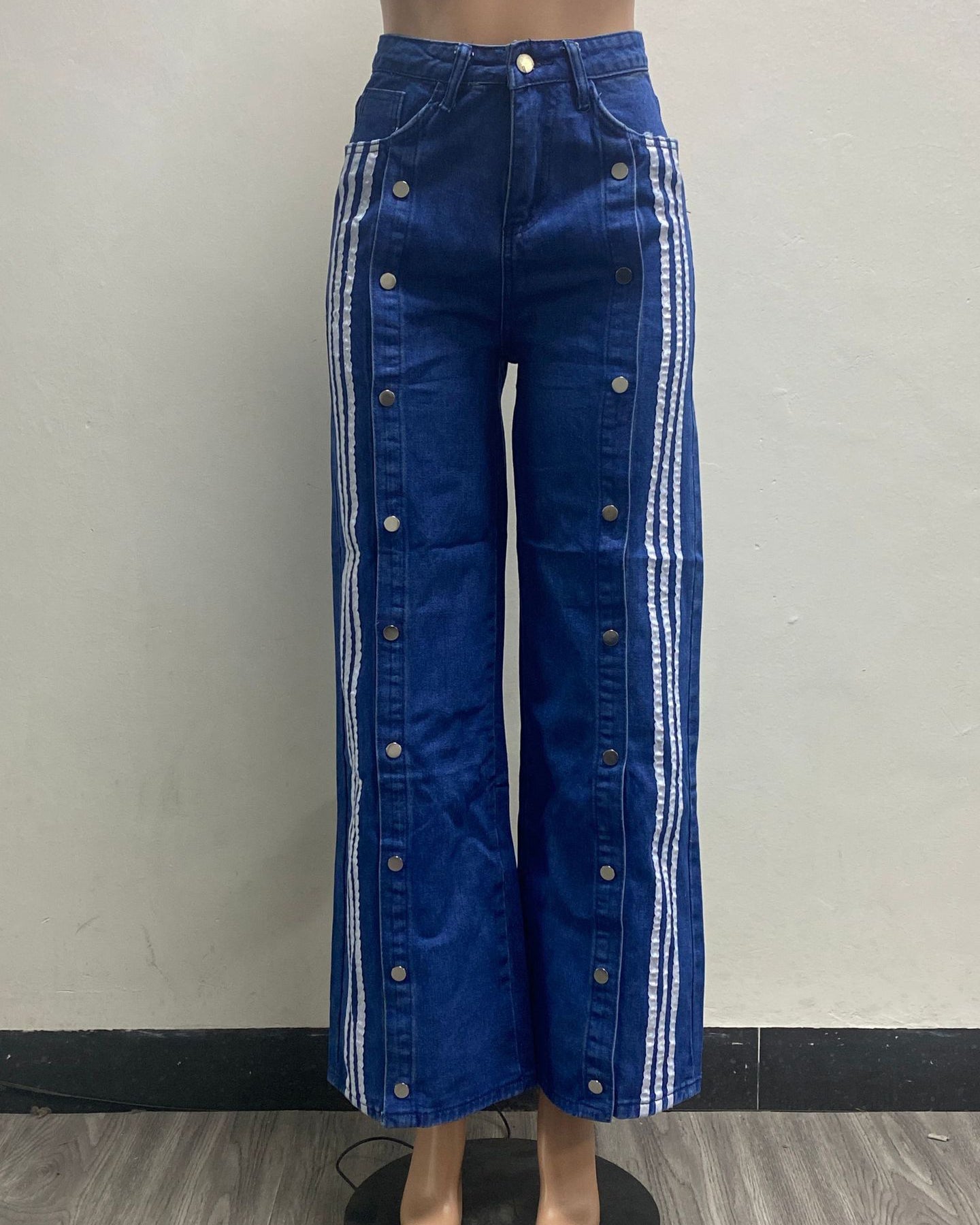 Kemena - Three Stripes Wide Leg Jeans