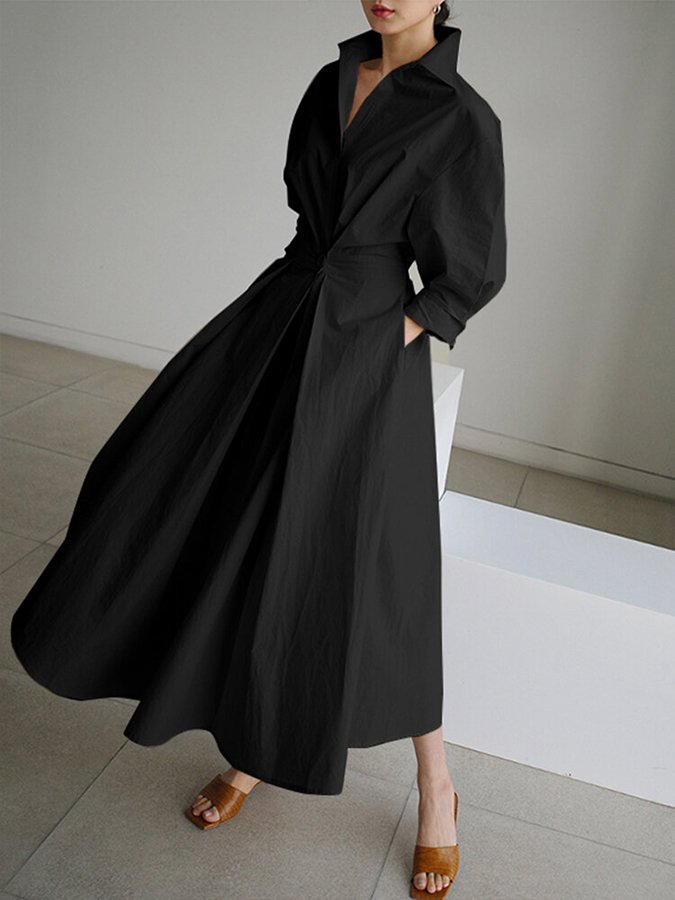 Elegant Maxi Shirt Dress