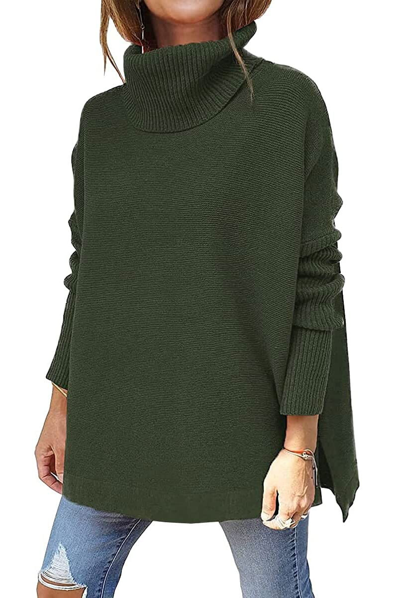 Oversized Turtleneck Batwing Knit Sweater