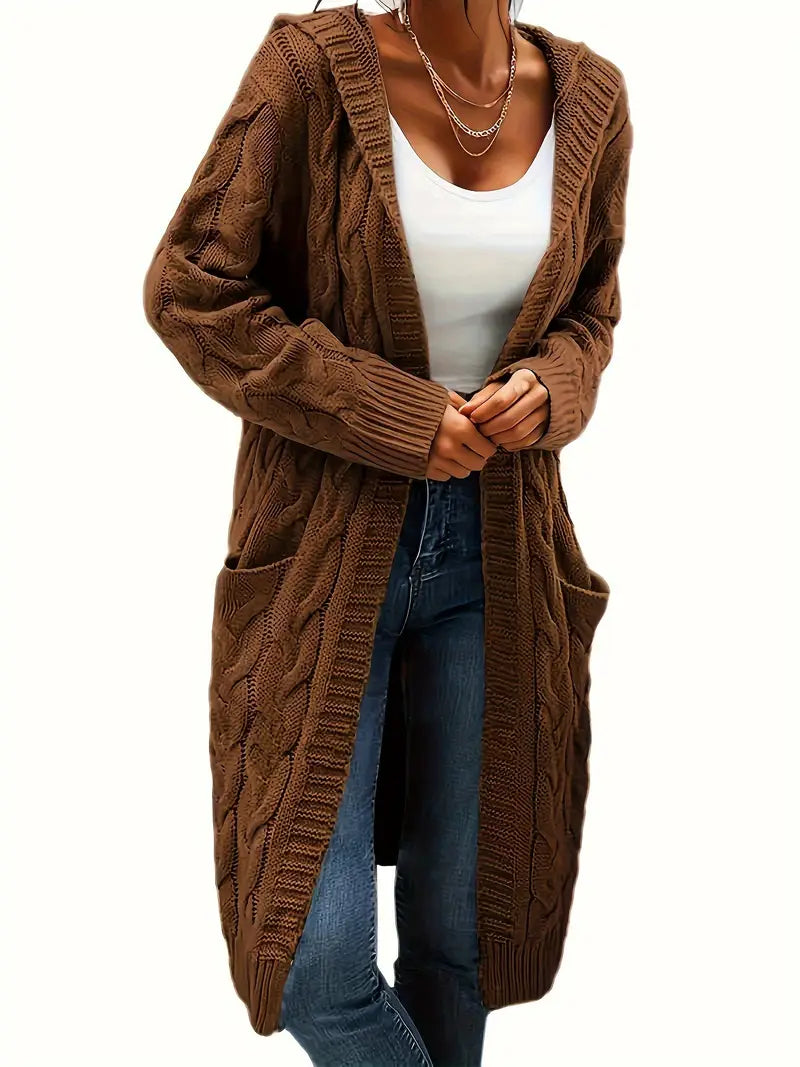 Cable Knit Hooded Cardigan for women