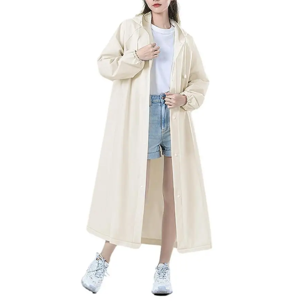 Women's long transparent rain jacket with hood