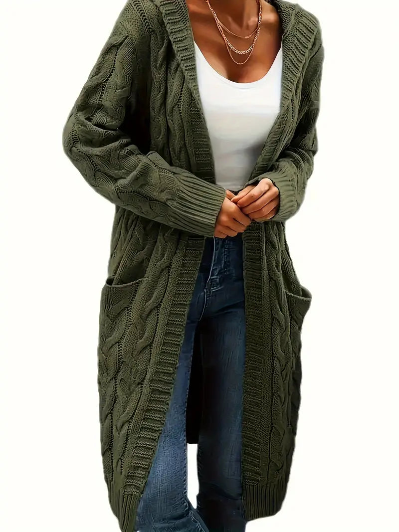 Cable Knit Hooded Cardigan for women