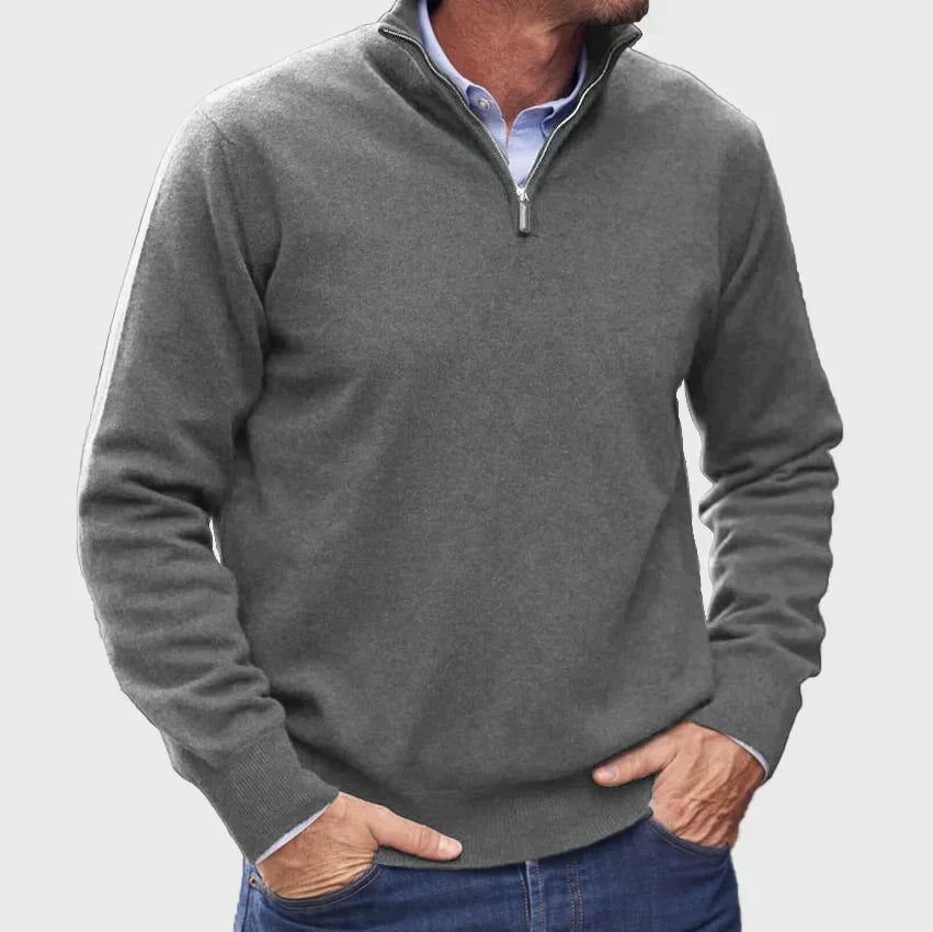 Jumper with zip collar for men