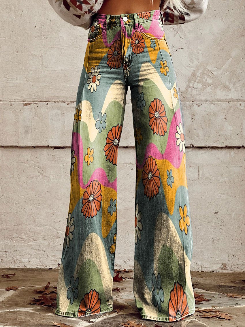 Floral Wide Leg Pants for women