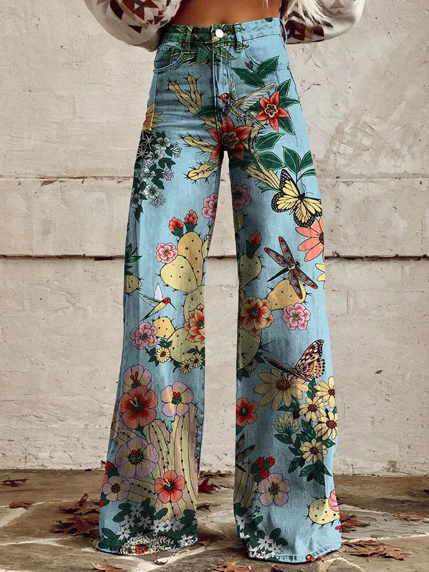 Floral Wide Leg Pants for women