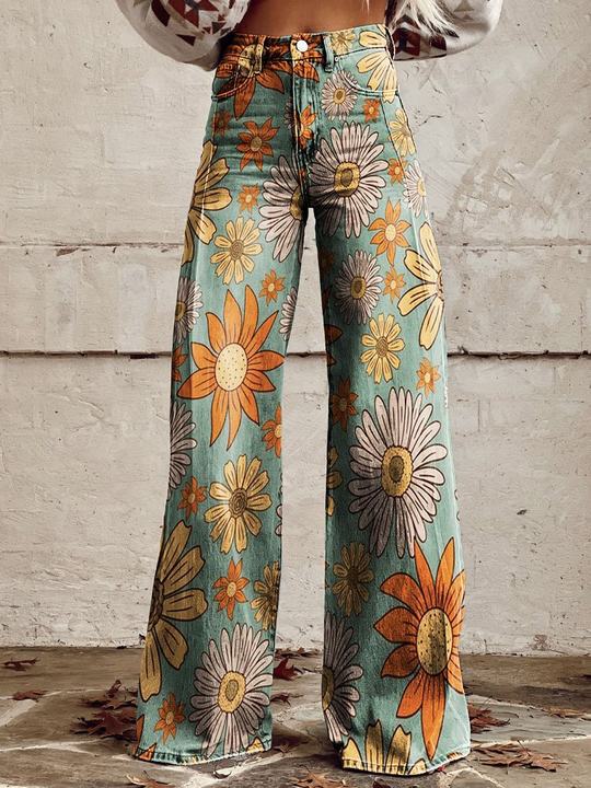 Floral Wide Leg Pants for women