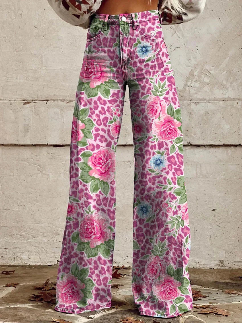 Floral Wide Leg Pants for women