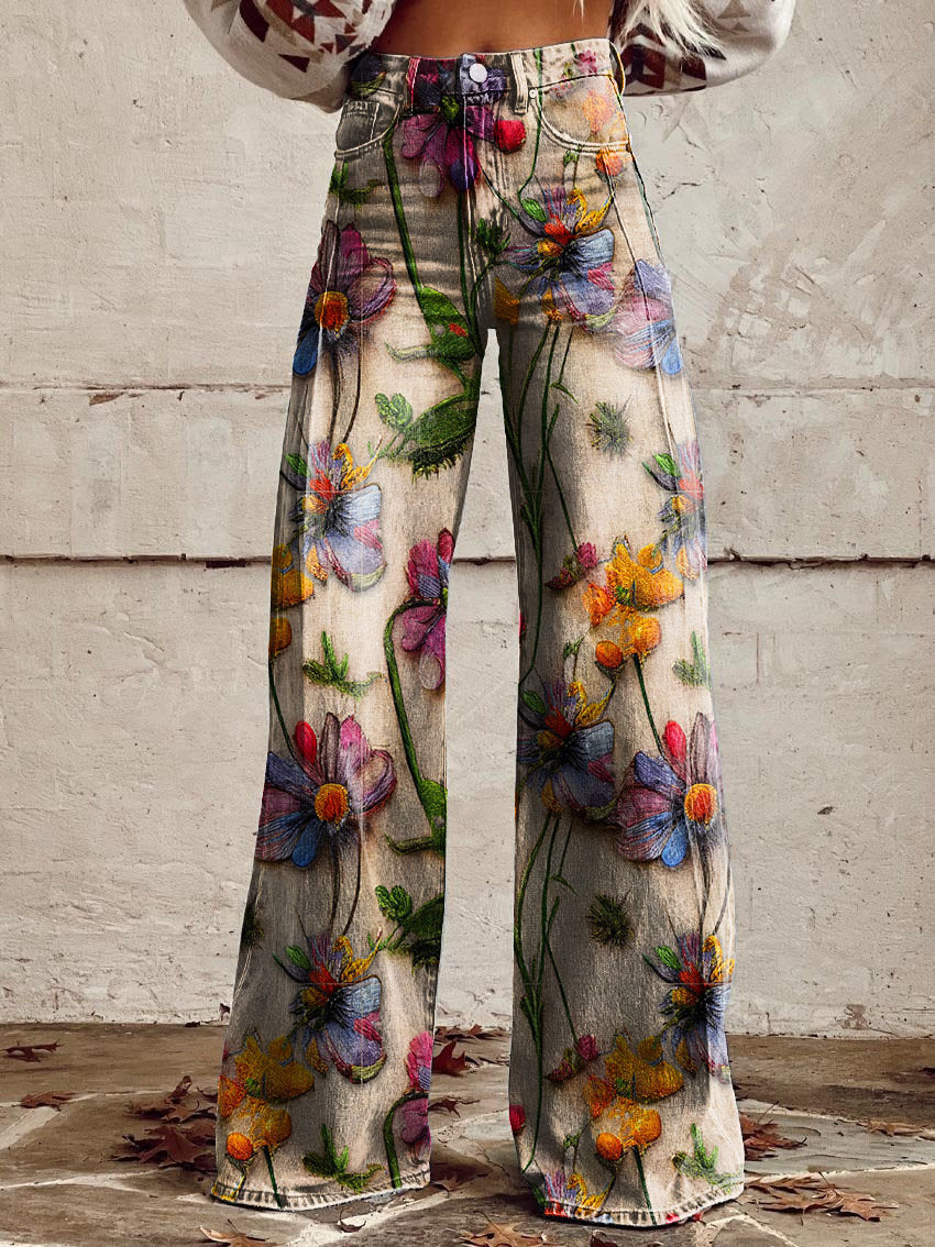 Floral Wide Leg Pants for women