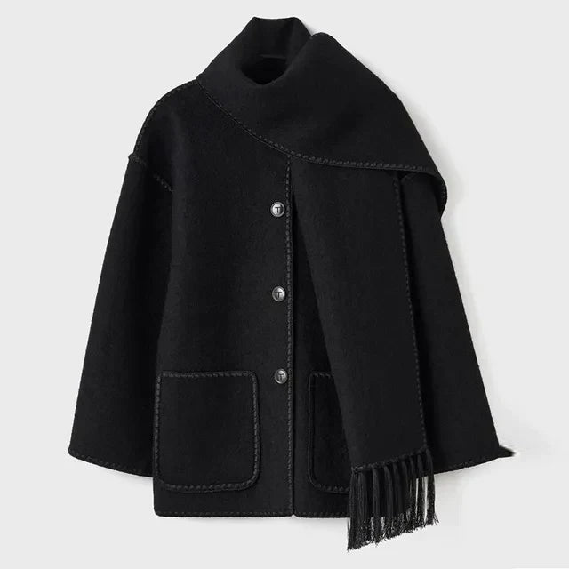 Elegant coat with scarf for women